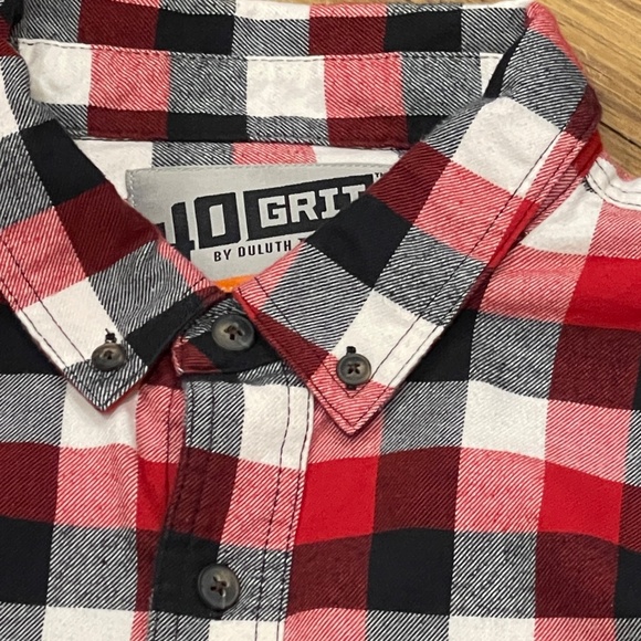 Duluth Trading 40 Grit Red Black Buffalo Plaid Flannel Shirt Mens XL Long Sleeve - Picture 5 of 5